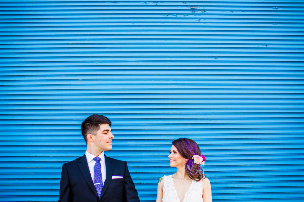 Couple portrait before their Hideout Chicago wedding