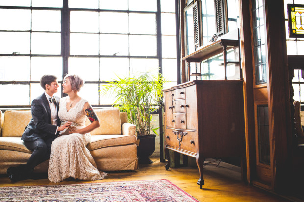 Same sex winter wedding at Salvage One