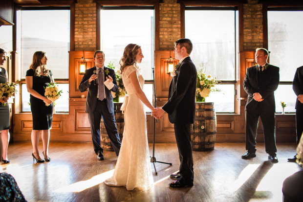 A wedding ceremony at Revolution Brewery