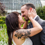 Bride and Groom share their first look at a Garfield Park Conservatory wedding.