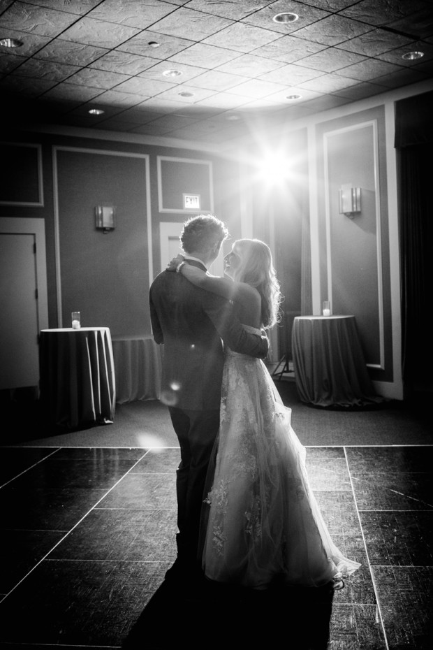 Bride and groom share their first dance during a Spiaggia wedding reception.