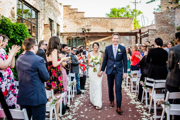 Summer ceremony at a Blumen Gardens wedding.