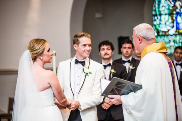 Wedding ceremony at Sacred Heart Church in Winnetka.