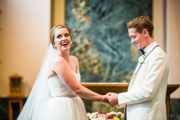 Wedding ceremony at Sacred Heart Church in Winnetka.