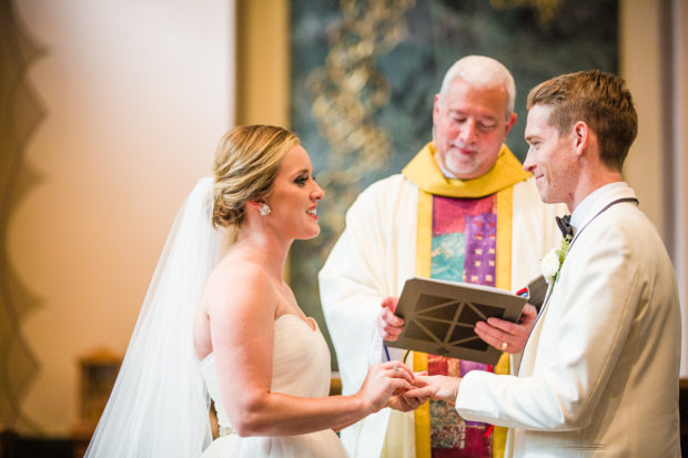 Wedding ceremony at Sacred Heart Church in Winnetka.