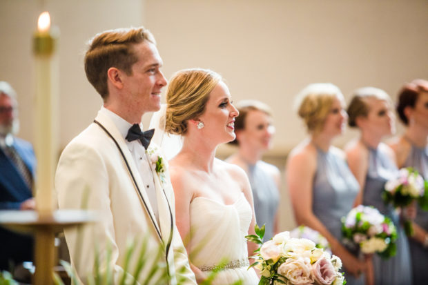 Wedding ceremony at Sacred Heart Church in Winnetka.