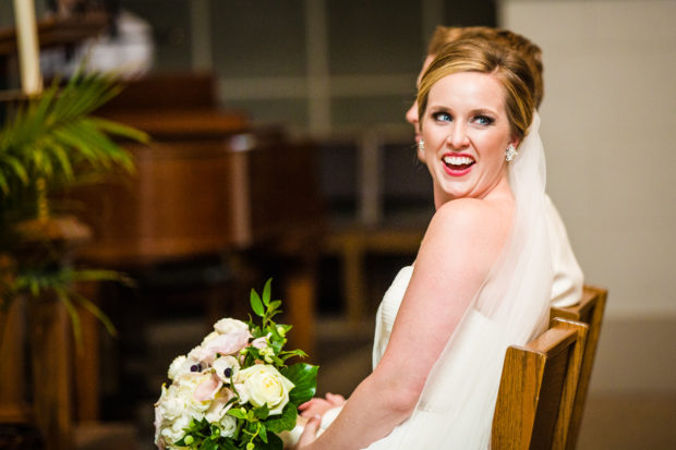 Wedding ceremony at Sacred Heart Church in Winnetka.