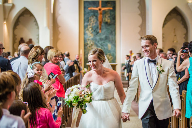 Wedding ceremony at the Sacred Heart Church in Winnetka.