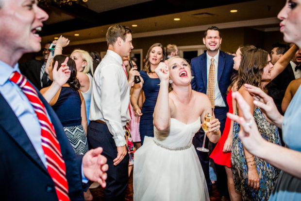 Guests dance at an Evanston Golf Club wedding.