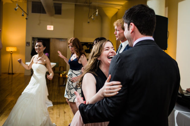 Wedding reception at a Greenhouse Loft wedding.