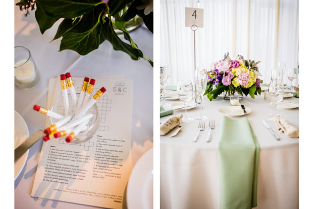 Wedding reception details at a Greenhouse Loft wedding.