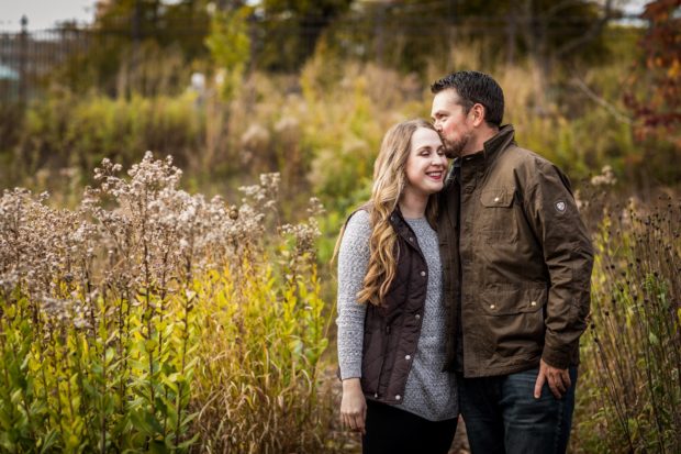 Couple shares a moment together during their Lincoln Park engagement session.