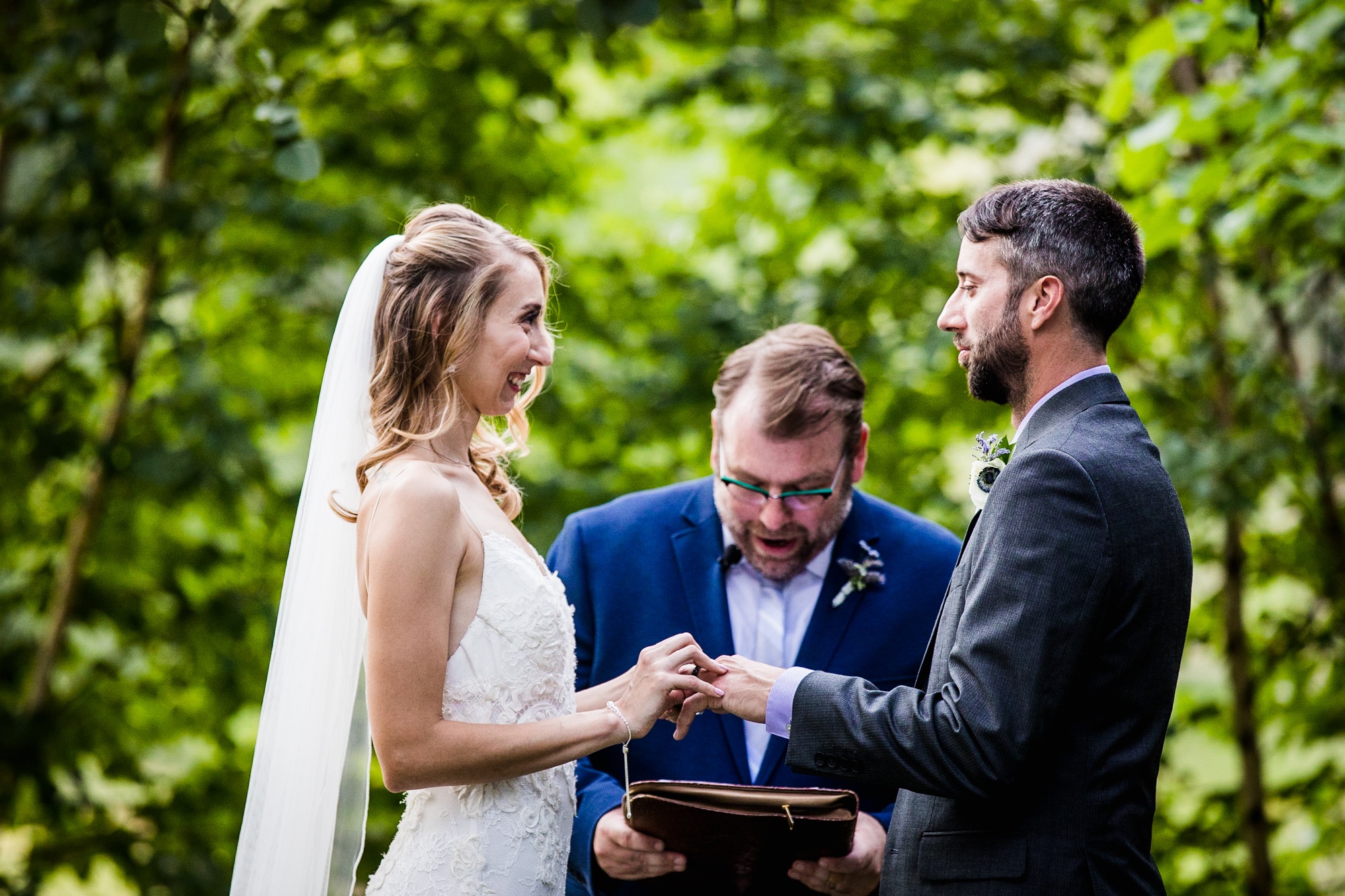 A couple shares their vows during a Katherine Legge Memorial lodge wedding ceremony