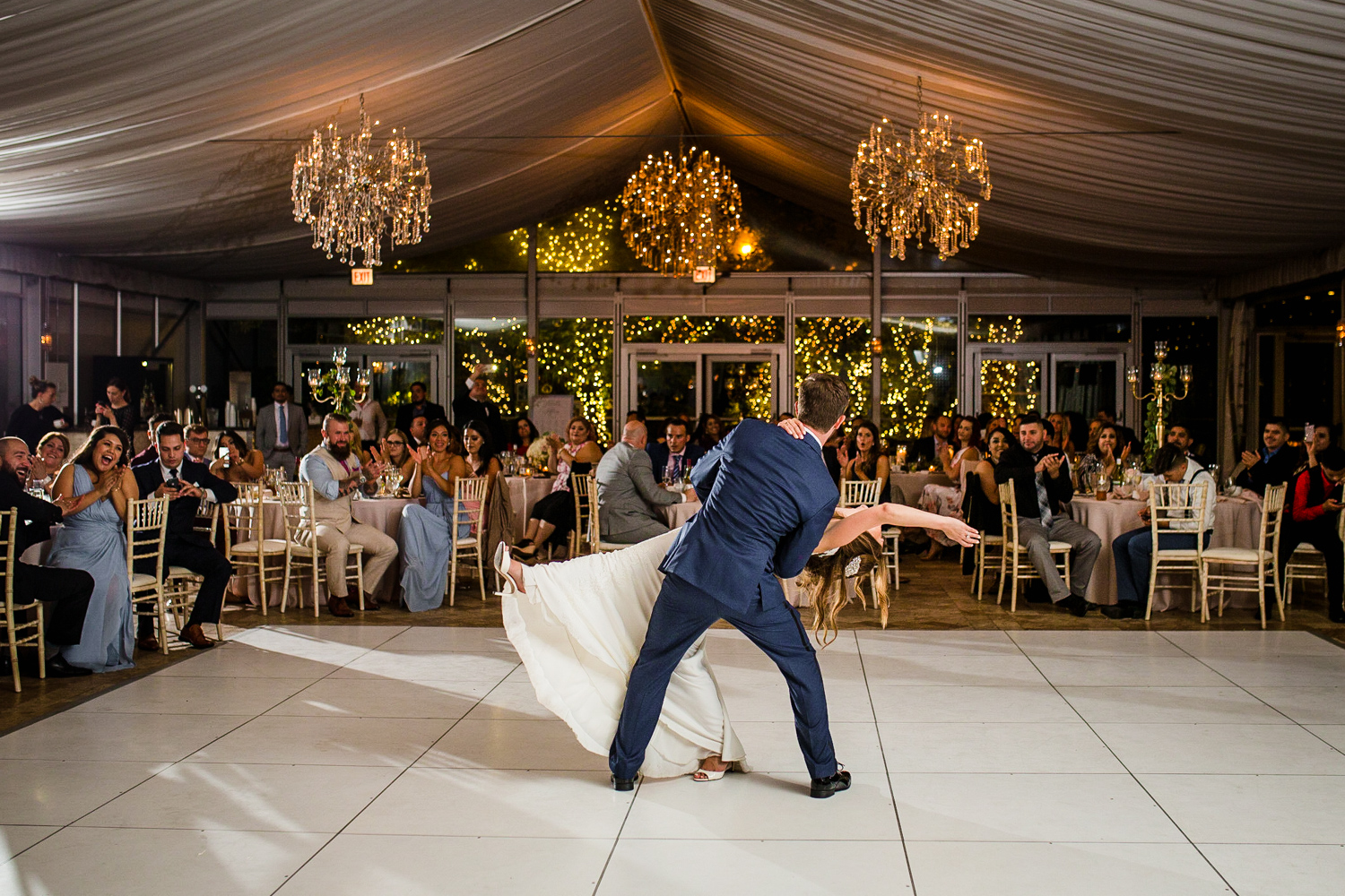 A bride and groom share their first dance during a Gallery Marchetti wedding.