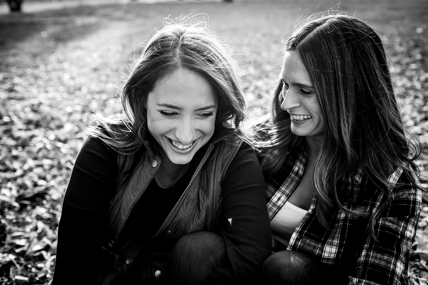 A couple jokes around together during their Andersonville engagement session.