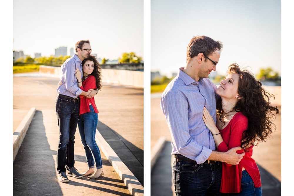 Couple At Montrose Harbor For Engagement Session