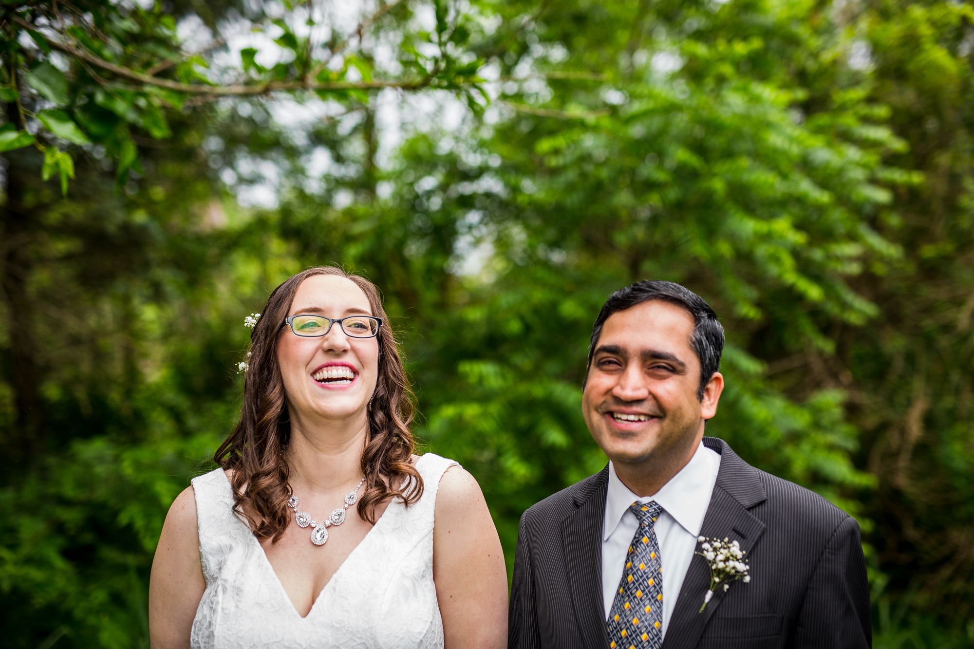 A bride and groom portrait at a backyard wedding in Yorkville, Illinois