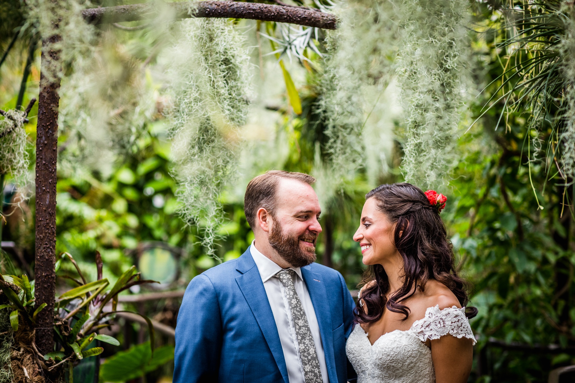 A wedding portrait at the Garfield Park Conservatory
