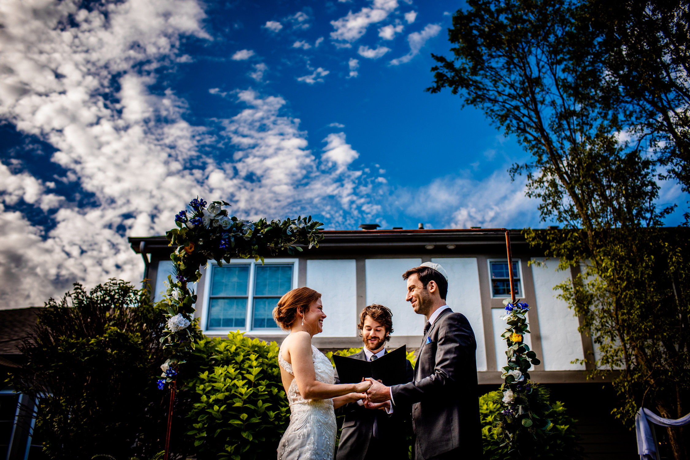 A bride and groom share their vows during a Naperville micro wedding.