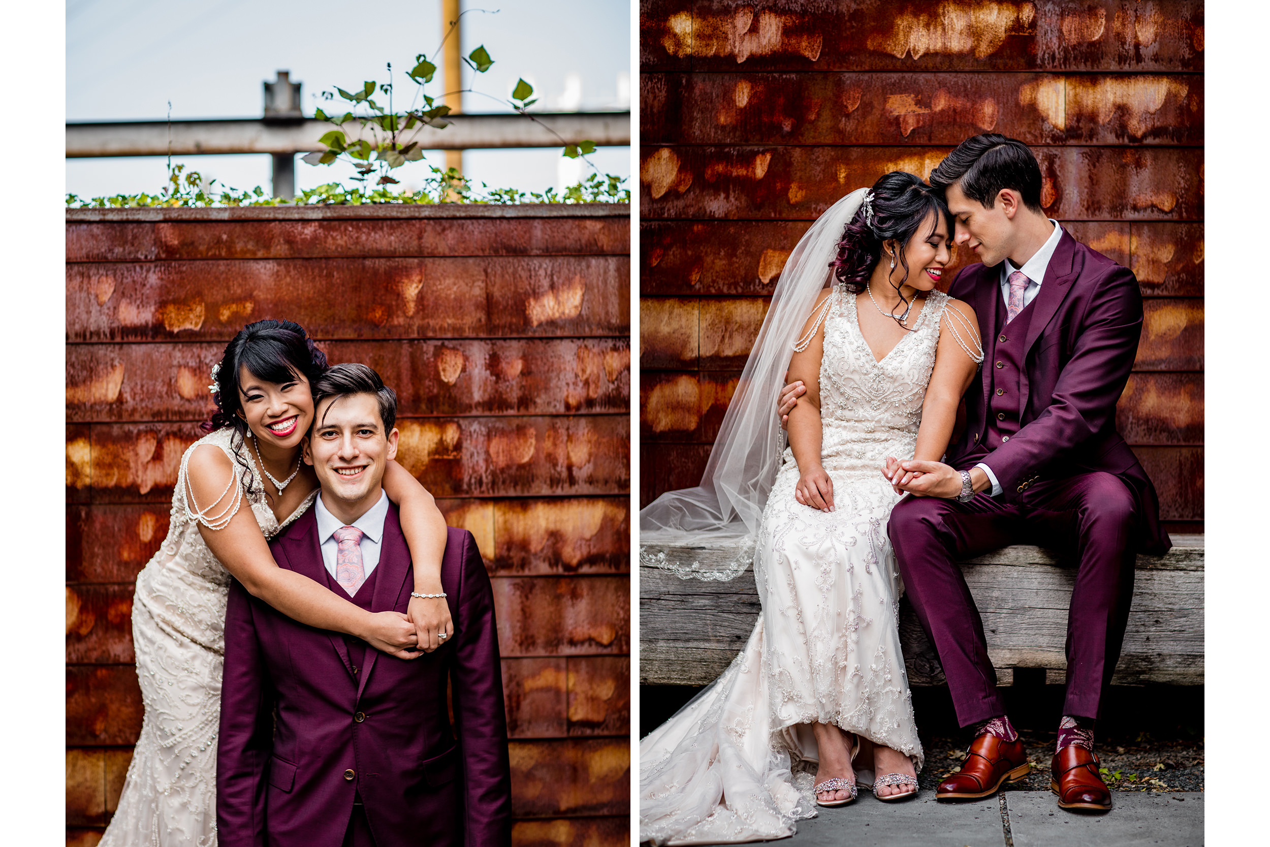 Couple portraits during a wedding at the Joinery.