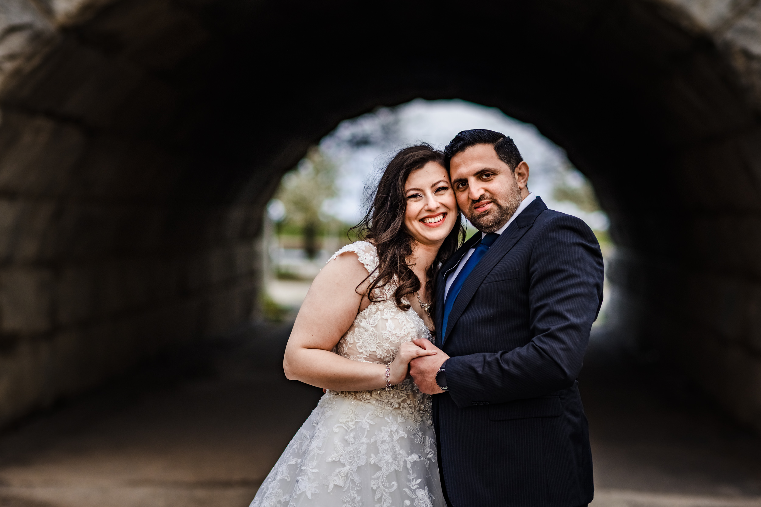 A wedding portrait during an elopement in Lincoln Park in Chicago.